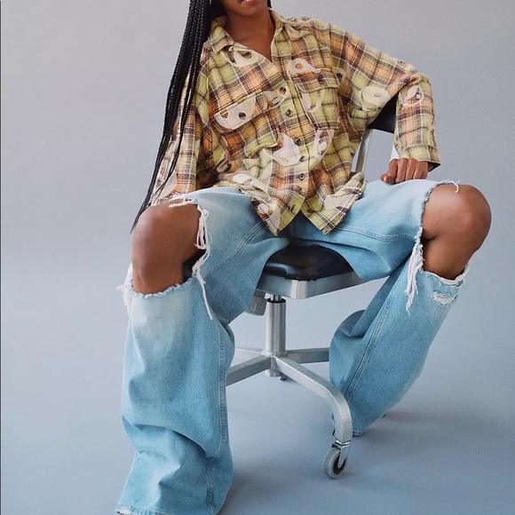 URBAN‎ OUTFITTERS BDG Brody Flannel Button-Down Shirt Relaxed Fit Size Medium - Picture 2 of 5